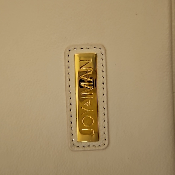 JOY & IMAN Ivory Pebbled SpIit Leather Large Clamshell Satchel Handbag - Picture 4 of 12